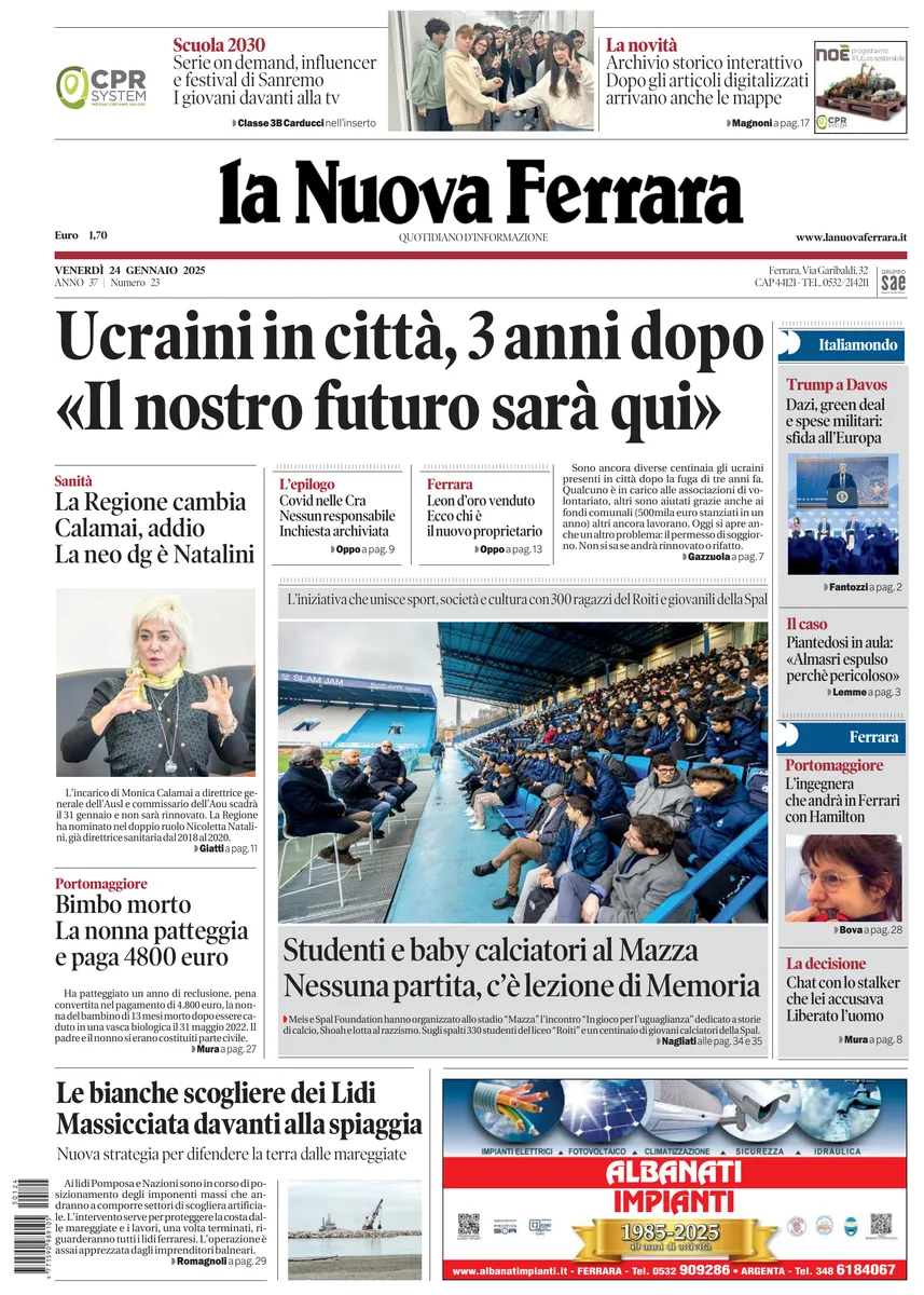 Prima-pagina-nuova ferrara-oggi-edizione-del-2025-01-24